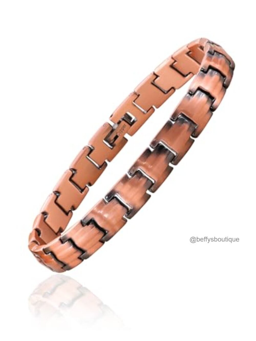 Solid Copper Link Bracelet Handmade Hammered Tibetan Adjustable 8.58 In